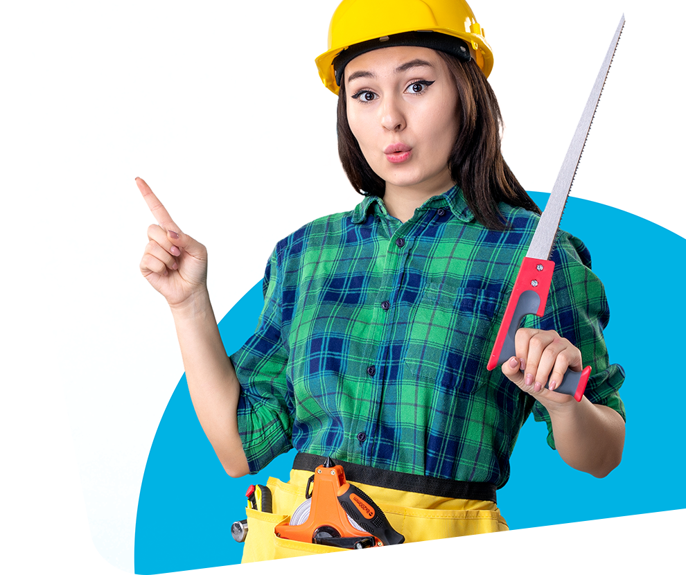 Female Builder Holding